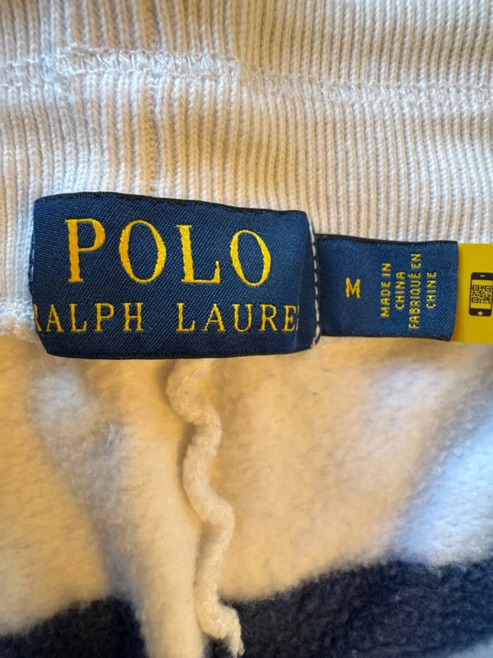 Polo Ralph Lauren Terry Sweat Shorts Mens Med White Blue Stripe Nautical Coastal